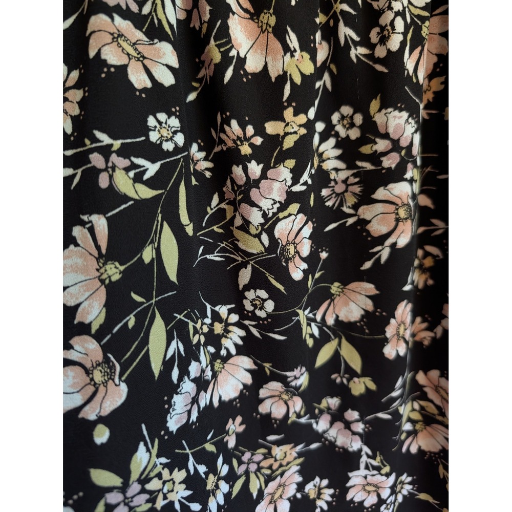 Forever 21 Black Floral Chiffon Maxi Dress Elastic Waist Size M Dark Floral Boho - Picture 6 of 11